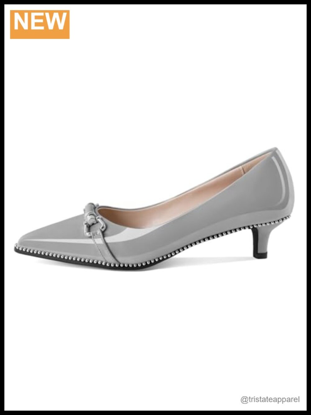 Women Low Kitten Heel Pumps Pointed Toe Beaded Buckle Bow Slip On Office Wedding - Picture 3 of 6